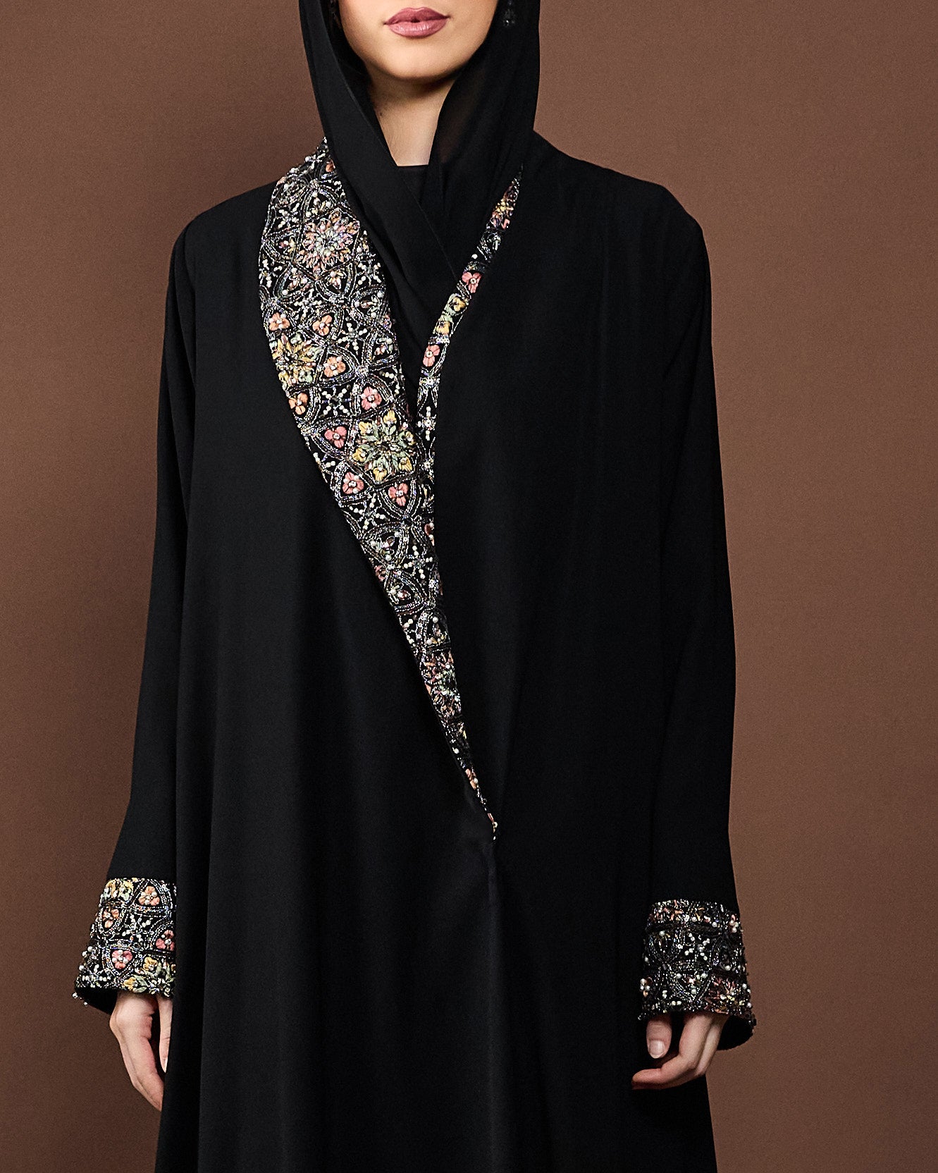 Black Luxury Embroidered Abaya with Matching Sheila – Eid Collection
