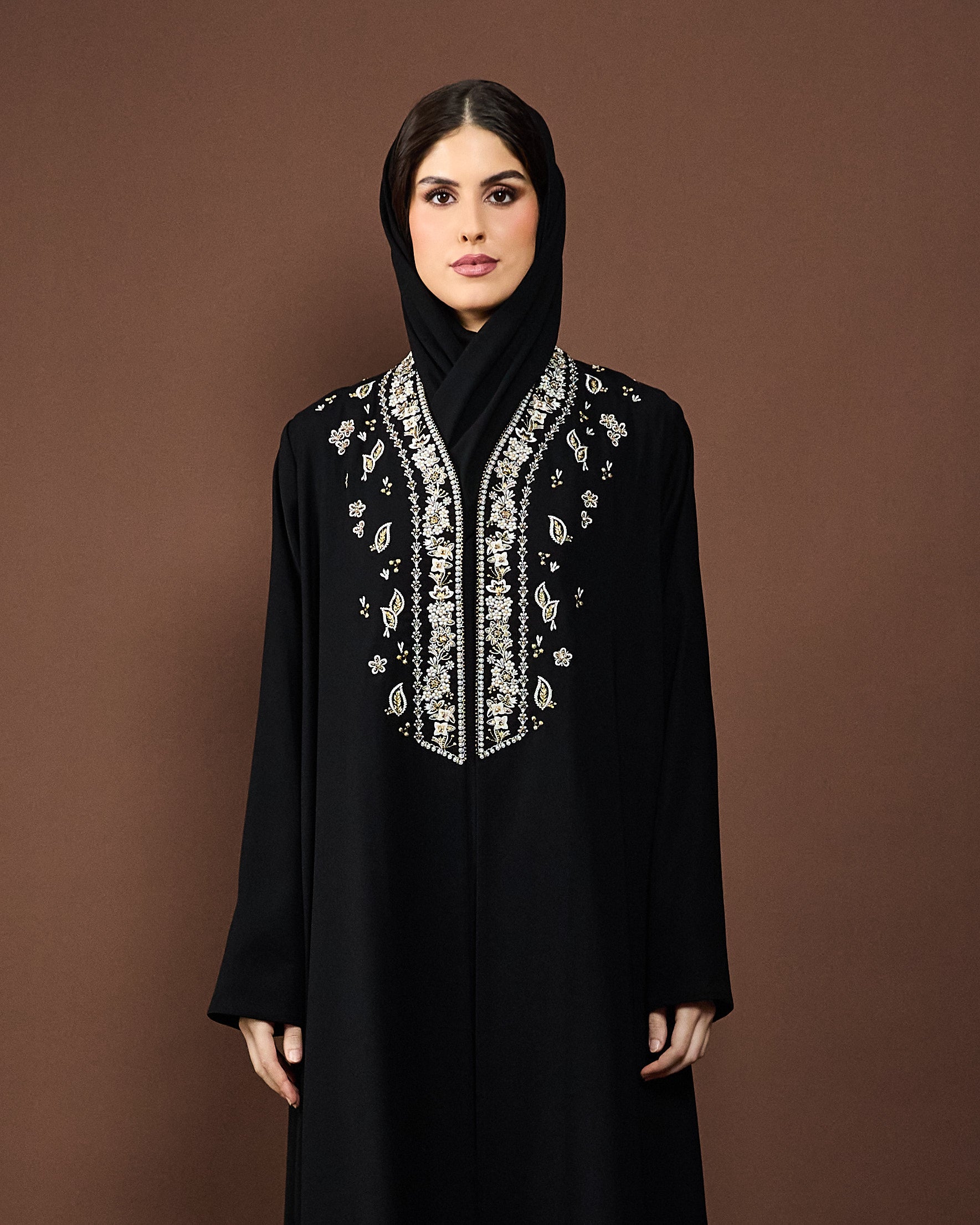 Elegant black designer abaya with matching sheila – Eid collection
