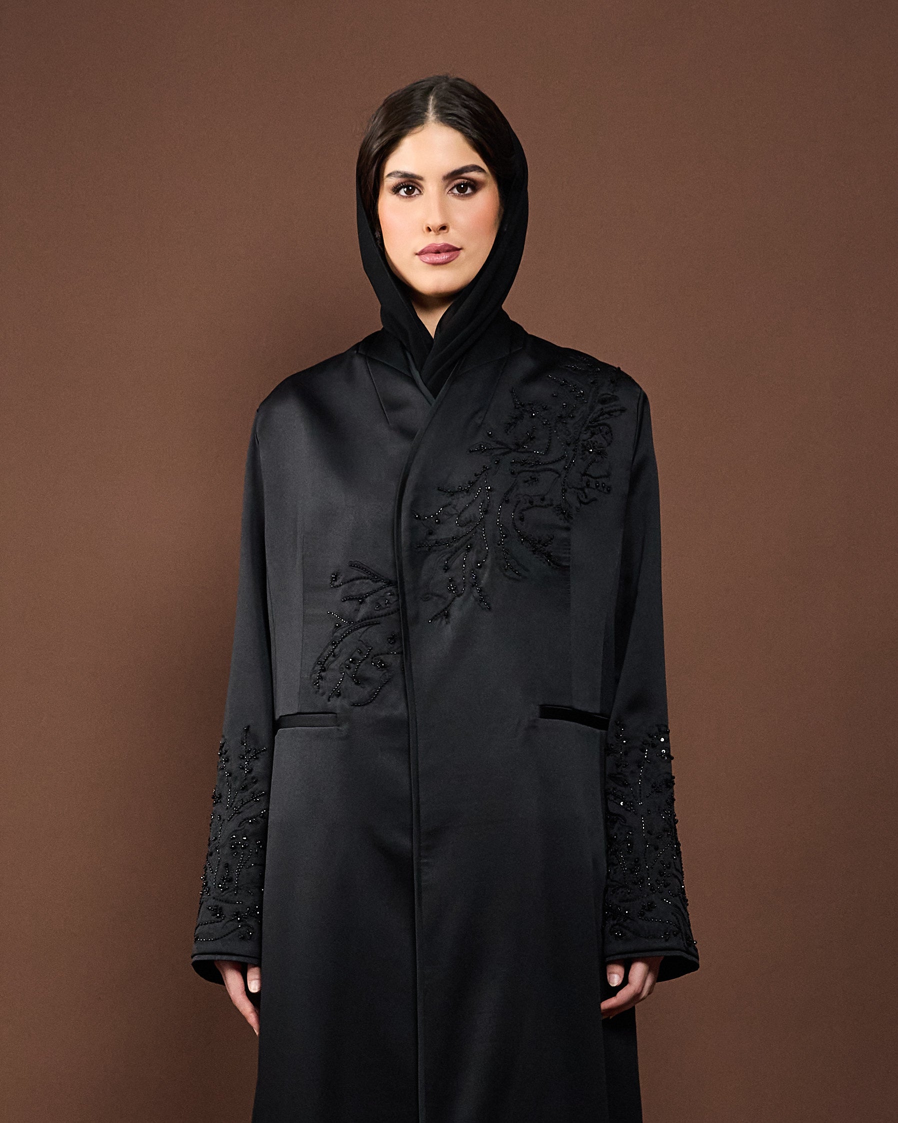 Luxury navy embroidered abaya with matching sheila from the Eid collection