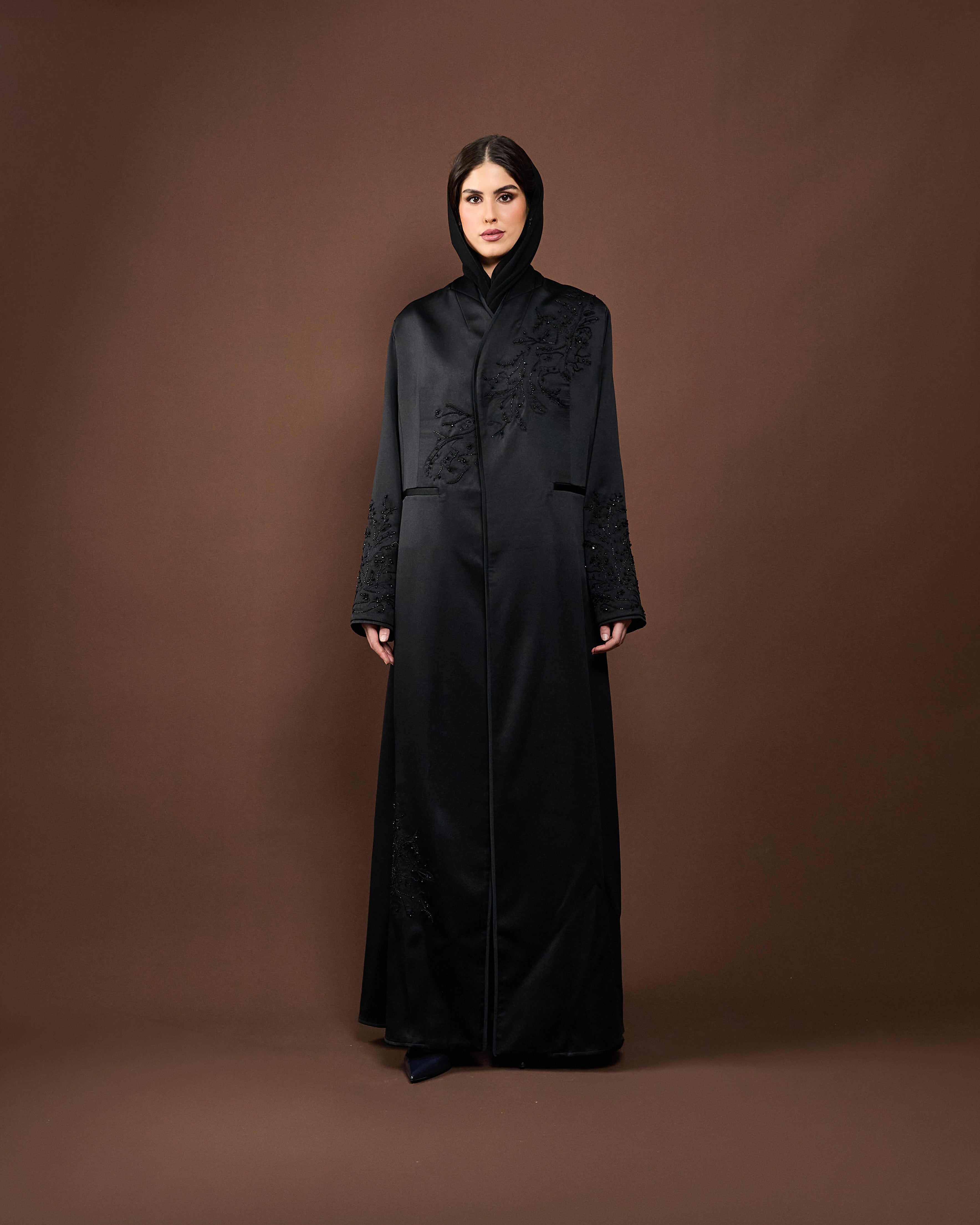Luxury navy embroidered abaya with matching sheila from the Eid collection shimmery 