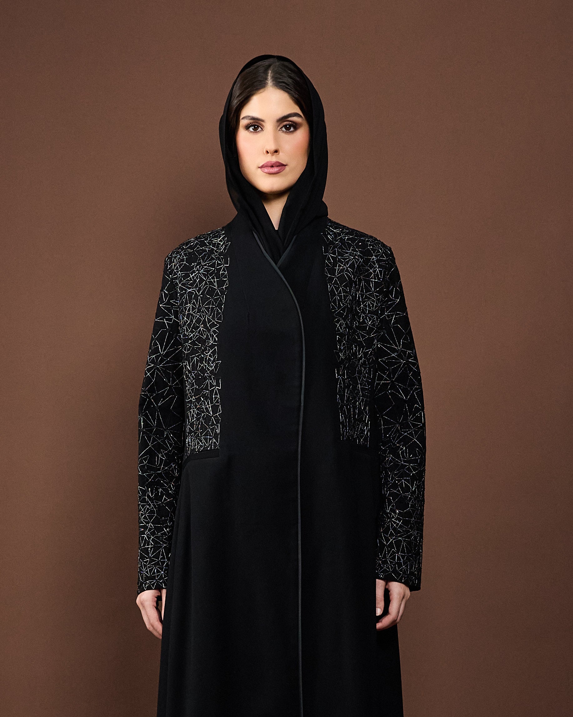 black Shimmer Embroidered Luxury Abaya with Sheila – Eid Collection silver