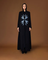 fabric abaya 
luxury abaya
grey and black
beads abaya 
