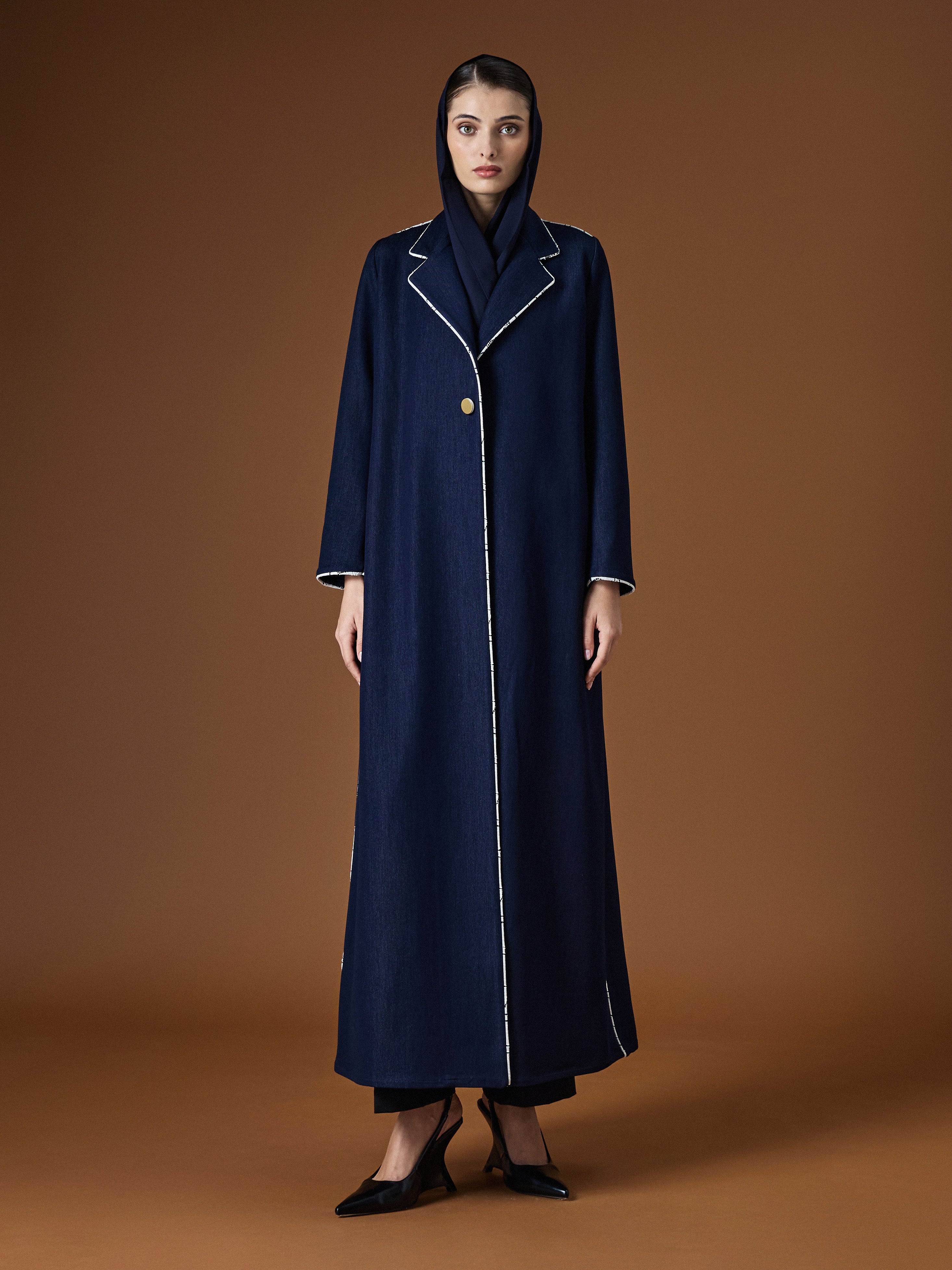 navy abaya, blue abaya, denim abaya, modern denim abaya, luxury navy abaya, 
luxury denim abaya, piping detail abaya, tailored abaya, structured abaya, 
minimalist abaya, modern abaya, elegant abaya, formal abaya, work abaya, 
premium abaya, designer abaya, women abaya, modest fashion abaya,
 luxury modest wear, high end abaya, abaya GCC, luxury abaya GCC, 
abaya Gulf, abaya Middle East, abaya Saudi Arabia, abaya KSA,
 abaya Riyadh, abaya UAE, abaya Dubai, abaya Abu Dhabi, 
abaya Qatar, abaya Doha, abaya Ku